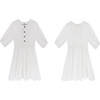 image:imageRVivimos Womens Summer Linen Puff Sleeves Casual Button Up ALine Casual Skater Mini DressesWhite