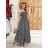 image:imageRVivimos Womens Summer Maxi Dress Spaghetti Strap Boho Floral Print Smocked Backless Casual Ruffle Flowy Long DressesBlack