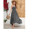 image:imageRVivimos Womens Summer Maxi Dress Spaghetti Strap Boho Floral Print Smocked Backless Casual Ruffle Flowy Long DressesBlack