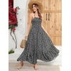 image:imageRVivimos Womens Summer Maxi Dress Spaghetti Strap Boho Floral Print Smocked Backless Casual Ruffle Flowy Long DressesBlack