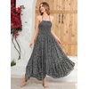 image:imageRVivimos Womens Summer Maxi Dress Spaghetti Strap Boho Floral Print Smocked Backless Casual Ruffle Flowy Long DressesBlack