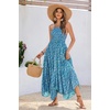 image:imageRVivimos Womens Summer Maxi Dress Spaghetti Strap Boho Floral Print Smocked Backless Casual Ruffle Flowy Long DressesBlue