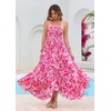 image:imageRVivimos Womens Summer Maxi Dress Spaghetti Strap Boho Floral Print Smocked Backless Casual Ruffle Flowy Long DressesHot Pink