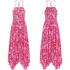 image:imageRVivimos Womens Summer Maxi Dress Spaghetti Strap Boho Floral Print Smocked Backless Casual Ruffle Flowy Long DressesHot Pink