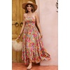 image:imageRVivimos Womens Summer Maxi Dress Spaghetti Strap Boho Floral Print Smocked Backless Casual Ruffle Flowy Long DressesMultiorange