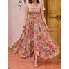 image:imageRVivimos Womens Summer Maxi Dress Spaghetti Strap Boho Floral Print Smocked Backless Casual Ruffle Flowy Long DressesMultiorange