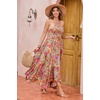 image:imageRVivimos Womens Summer Maxi Dress Spaghetti Strap Boho Floral Print Smocked Backless Casual Ruffle Flowy Long DressesMultiorange
