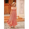 image:imageRVivimos Womens Summer Maxi Dress Spaghetti Strap Boho Floral Print Smocked Backless Casual Ruffle Flowy Long DressesOrange