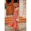 image:imageRVivimos Womens Summer Maxi Dress Spaghetti Strap Boho Floral Print Smocked Backless Casual Ruffle Flowy Long DressesOrange