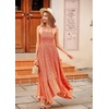 image:imageRVivimos Womens Summer Maxi Dress Spaghetti Strap Boho Floral Print Smocked Backless Casual Ruffle Flowy Long DressesOrange