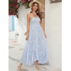image:imageRVivimos Womens Summer Maxi Dress Spaghetti Strap Boho Floral Print Smocked Backless Casual Ruffle Flowy Long DressesSkyblue