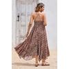 image:imageRVivimos Womens Summer Maxi Dress Spaghetti Strap Boho Floral Print Smocked Backless Casual Ruffle Flowy Long DressesWine Red