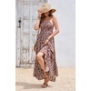 image:imageRVivimos Womens Summer Maxi Dress Spaghetti Strap Boho Floral Print Smocked Backless Casual Ruffle Flowy Long DressesWine Red