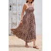 image:imageRVivimos Womens Summer Maxi Dress Spaghetti Strap Boho Floral Print Smocked Backless Casual Ruffle Flowy Long DressesWine Red