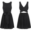 image:imageRVivimos Womens Summer Sleeveless Back Cross Wrap Lace Up Slim Fit Backless ALine Mini Skater Dress with PocketsBlack