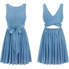 image:imageRVivimos Womens Summer Sleeveless Back Cross Wrap Lace Up Slim Fit Backless ALine Mini Skater Dress with PocketsBlue