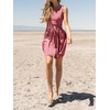 image:imageRVivimos Womens Summer Sleeveless Back Cross Wrap Lace Up Slim Fit Backless ALine Mini Skater Dress with PocketsDarkpink