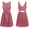 image:imageRVivimos Womens Summer Sleeveless Back Cross Wrap Lace Up Slim Fit Backless ALine Mini Skater Dress with PocketsDarkpink
