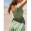 image:imageRVivimos Womens Summer Sleeveless Back Cross Wrap Lace Up Slim Fit Backless ALine Mini Skater Dress with PocketsSagegreen