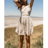 image:imageRVivimos Womens Summer Sleeveless Back Cross Wrap Lace Up Slim Fit Backless ALine Mini Skater Dress with PocketsWhite