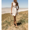 image:imageRVivimos Womens Summer Sleeveless Back Cross Wrap Lace Up Slim Fit Backless ALine Mini Skater Dress with PocketsWhite