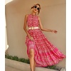 image:imageRVivimos Womens Summer Sleeveless Floral Print Button Up Bohemian Flowy Maxi DressesRed