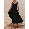 image:imageRVivimos Womens Summer Sleeveless Tank Dress Boho Casual Smocked Backless Tiered Ruffle Flowy Midi DressBlack
