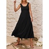 image:imageRVivimos Womens Summer Sleeveless Tank Dress Boho Casual Smocked Backless Tiered Ruffle Flowy Midi DressBlack
