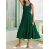 image:imageRVivimos Womens Summer Sleeveless Tank Dress Boho Casual Smocked Backless Tiered Ruffle Flowy Midi DressGreen