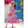 image:imageRVivimos Womens Summer Sleeveless Tank Dress Boho Casual Smocked Backless Tiered Ruffle Flowy Midi DressMultipink