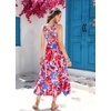 image:imageRVivimos Womens Summer Sleeveless Tank Dress Boho Casual Smocked Backless Tiered Ruffle Flowy Midi DressMultipink