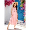 image:imageRVivimos Womens Summer Sleeveless Tank Dress Boho Casual Smocked Backless Tiered Ruffle Flowy Midi DressPink