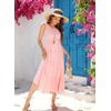 image:imageRVivimos Womens Summer Sleeveless Tank Dress Boho Casual Smocked Backless Tiered Ruffle Flowy Midi DressPink