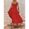 image:imageRVivimos Womens Summer Sleeveless Tank Dress Boho Casual Smocked Backless Tiered Ruffle Flowy Midi DressRed