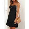 image:imageRVivimos Womens Summer Spaghetti Straps Tie V Neck Sexy Backless Smocked Layered Ruffle Swing Mini DressBlack1