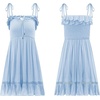 image:imageRVivimos Womens Summer Spaghetti Straps Tie V Neck Sexy Backless Smocked Layered Ruffle Swing Mini DressSkyblue1