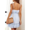 image:imageRVivimos Womens Summer Spaghetti Straps Tie V Neck Sexy Backless Smocked Layered Ruffle Swing Mini DressSkyblue1