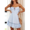 image:imageRVivimos Womens Summer Spaghetti Straps Tie V Neck Sexy Backless Smocked Layered Ruffle Swing Mini DressSkyblue1