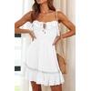 image:imageRVivimos Womens Summer Spaghetti Straps Tie V Neck Sexy Backless Smocked Layered Ruffle Swing Mini DressWhite1