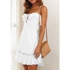 image:imageRVivimos Womens Summer Spaghetti Straps Tie V Neck Sexy Backless Smocked Layered Ruffle Swing Mini DressWhite1