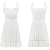 image:imageRVivimos Womens Summer Spaghetti Straps Tie V Neck Sexy Backless Smocked Layered Ruffle Swing Mini DressWhite1