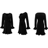 image:imageRVivimos Womens Winter Long Sleeve V Neck Ruffles Sweater Dresses Mini DressesBlack