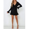 image:imageRVivimos Womens Winter Long Sleeve V Neck Ruffles Sweater Dresses Mini DressesBlack