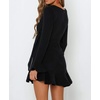 image:imageRVivimos Womens Winter Long Sleeve V Neck Ruffles Sweater Dresses Mini DressesBlack