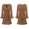image:imageRVivimos Womens Winter Long Sleeve V Neck Ruffles Sweater Dresses Mini DressesBrown