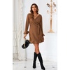 image:imageRVivimos Womens Winter Long Sleeve V Neck Ruffles Sweater Dresses Mini DressesBrown