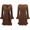 image:imageRVivimos Womens Winter Long Sleeve V Neck Ruffles Sweater Dresses Mini DressesCaramel
