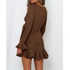 image:imageRVivimos Womens Winter Long Sleeve V Neck Ruffles Sweater Dresses Mini DressesCaramel