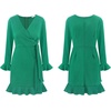 image:imageRVivimos Womens Winter Long Sleeve V Neck Ruffles Sweater Dresses Mini DressesGreen