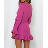 image:imageRVivimos Womens Winter Long Sleeve V Neck Ruffles Sweater Dresses Mini DressesHotpink